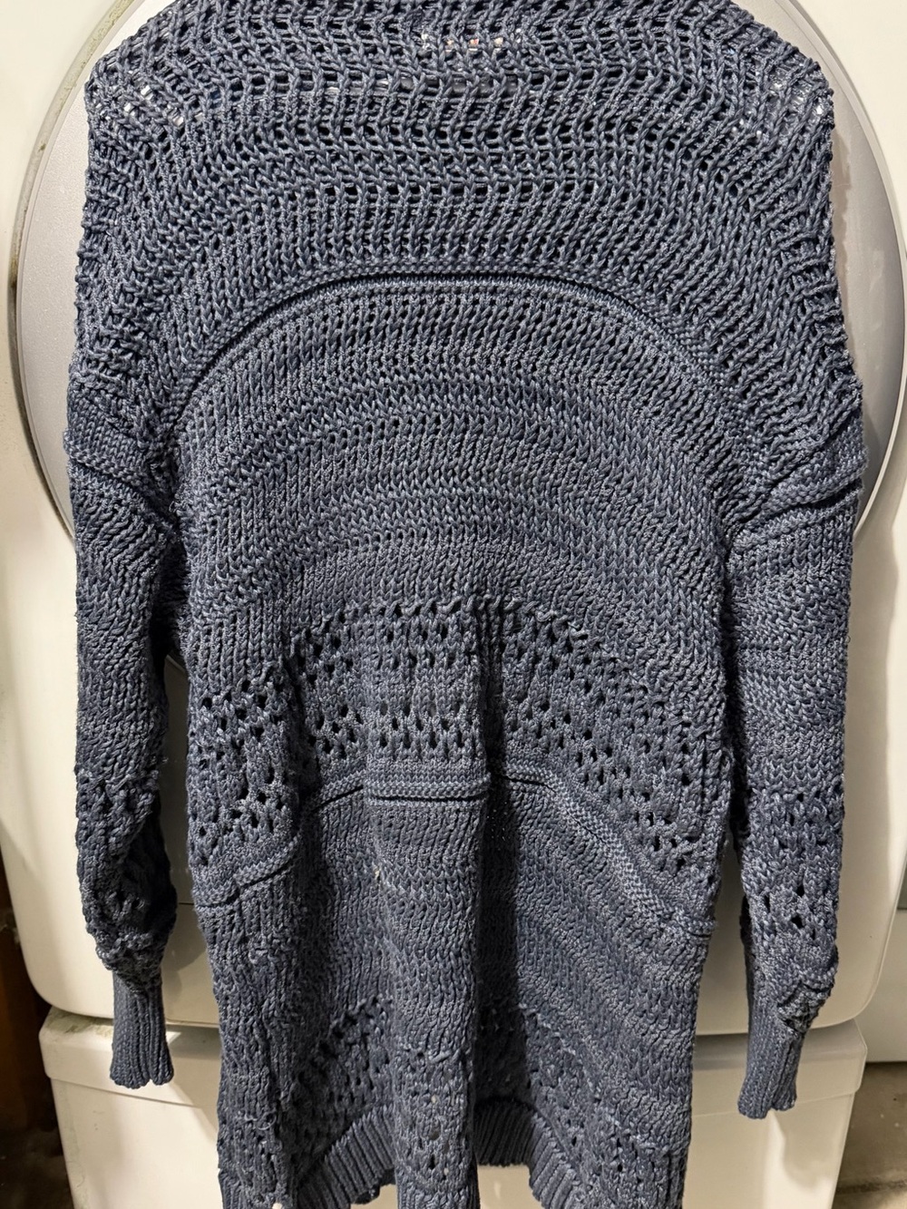 Ariat Slate Blue Open-Front Crochet Knit Cardigan - Picture 2 of 4